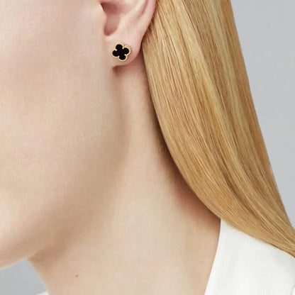 [Solara Jewelry]CLOVER MINI 9.5MM BLACK MOP EARRINGS