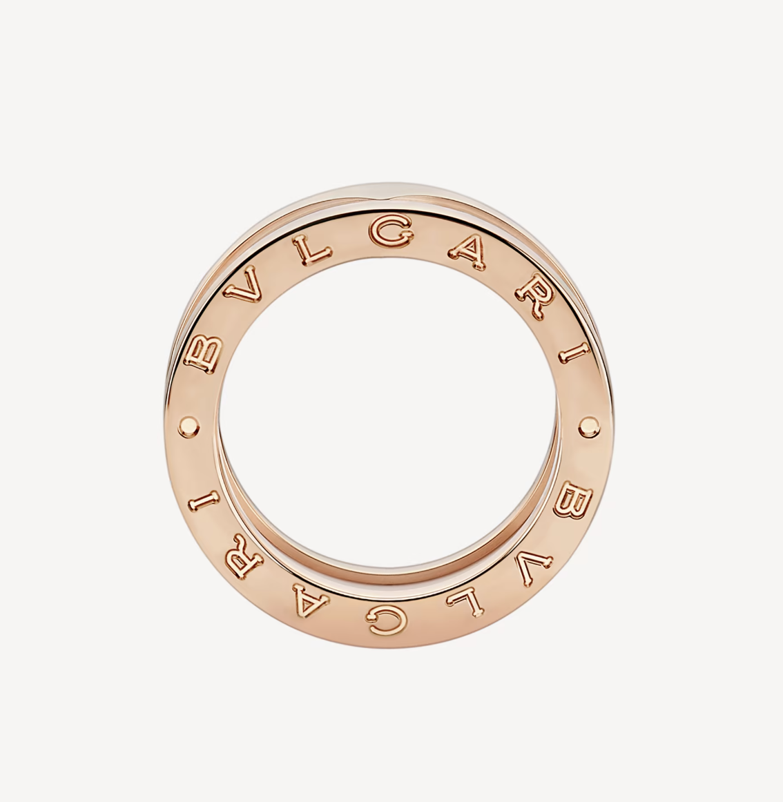 [Solara Jewelry]ZERO 1 TWO-BAND LOOPS AND WHITE CERAMIC SPIRAL PINK GOLD RING
