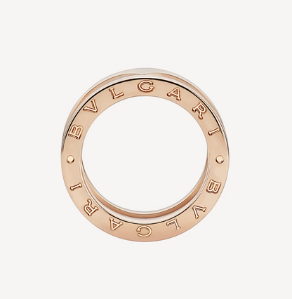 [Solara Jewelry]ZERO 1 TWO-BAND LOOPS AND WHITE CERAMIC SPIRAL PINK GOLD RING