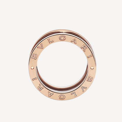 [Solara Jewelry]ZERO 1 FOUR-BAND LOOPS AND BLACK CERAMIC SPIRAL PINK GOLD RING