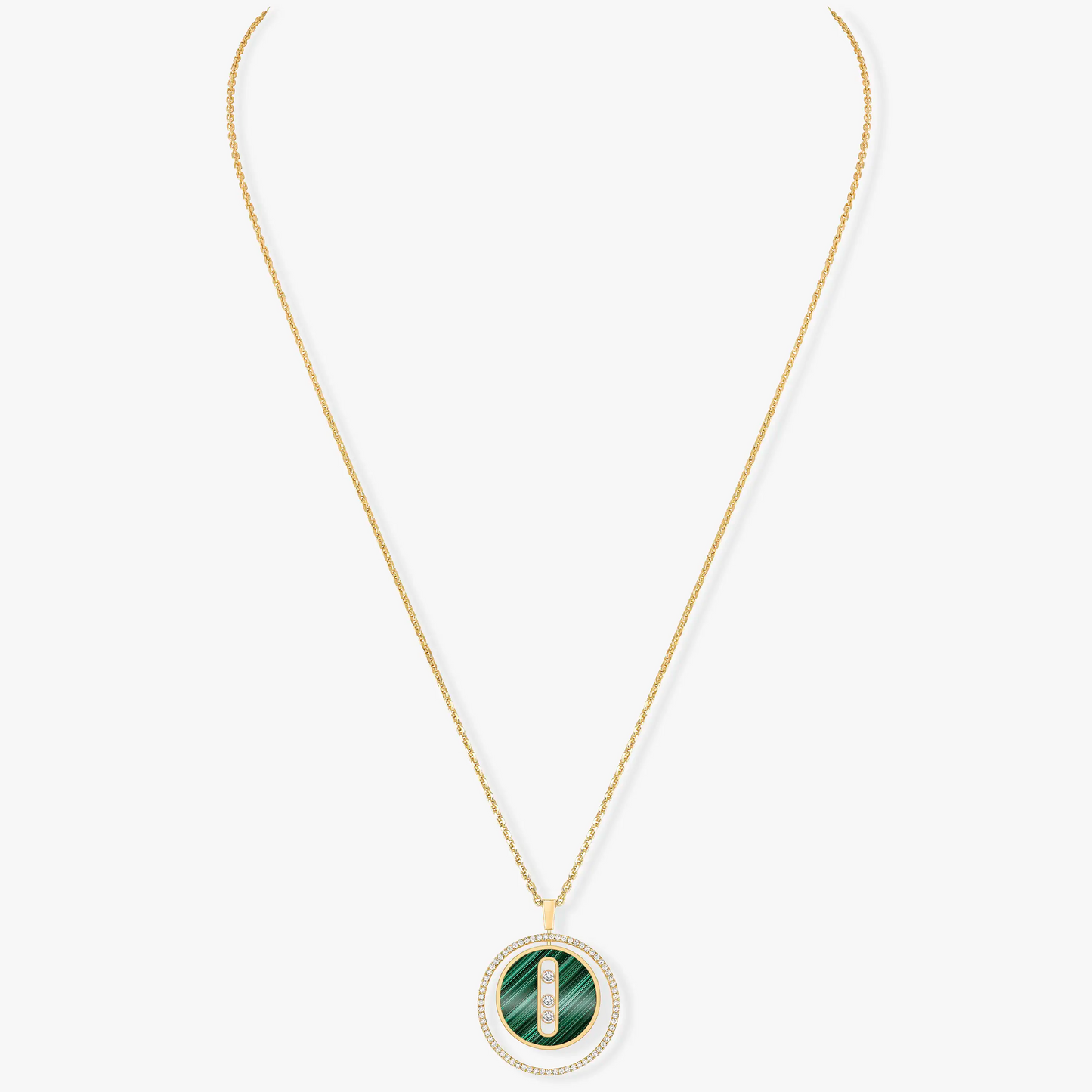 [Solara jewelry]LUCKY MOVE 3 DIAMOND MALACHITE GOLD DIAMOND NECKLACE