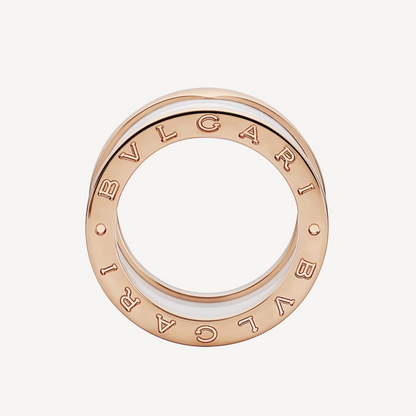 [Solara Jewelry]ZERO 1 FOUR-BAND LOOPS AND WHITE CERAMIC SPIRAL PINK GOLD RING
