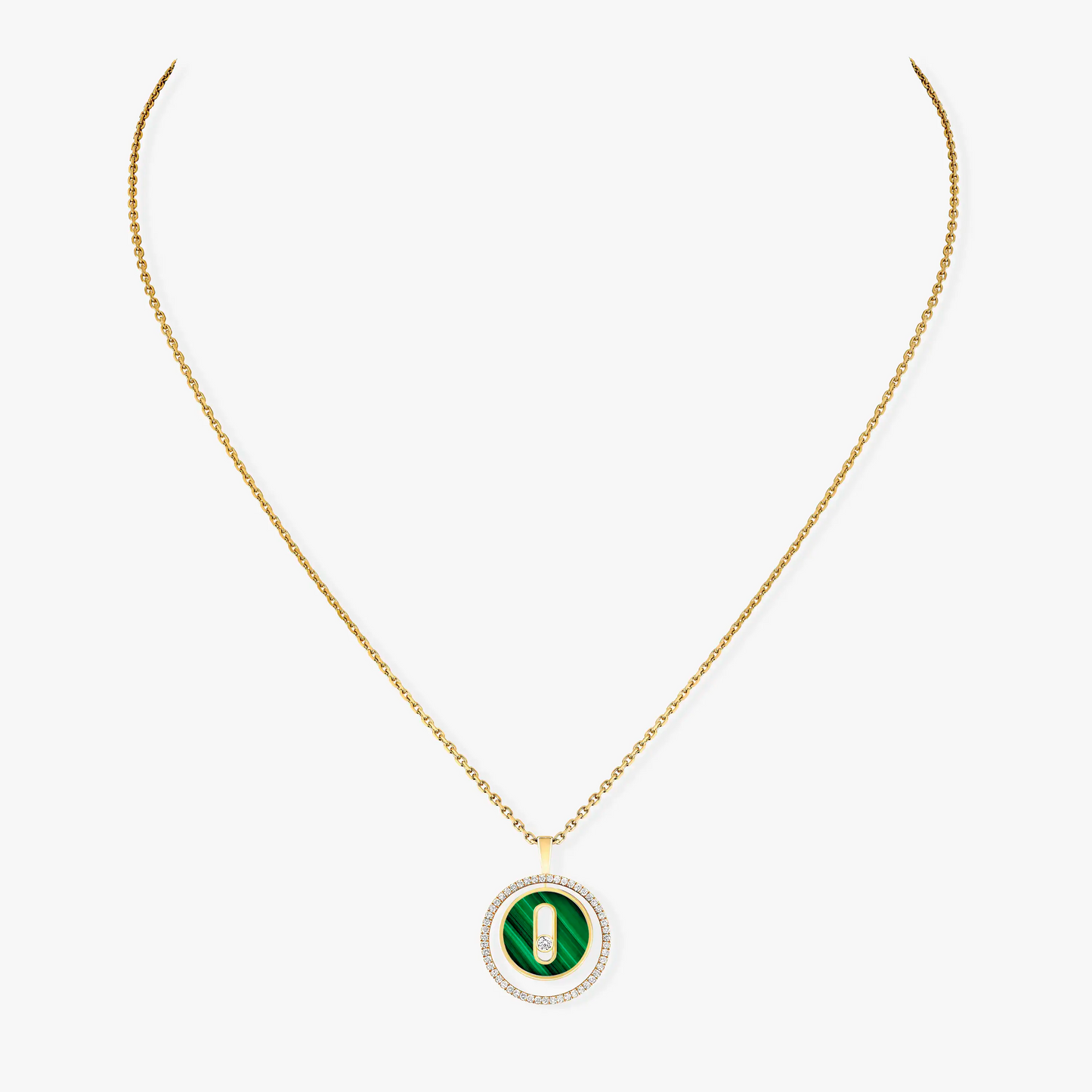 [Solara jewelry]LUCKY MOVE 1 DIAMOND MALACHITE GOLD DIAMOND NECKLACE