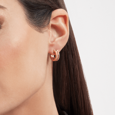 [Solara Jewelry]ZERO 1 ROCK GOLD EARRINGS WITH STUDDED SPIRAL AND PAVED DIAMONDS