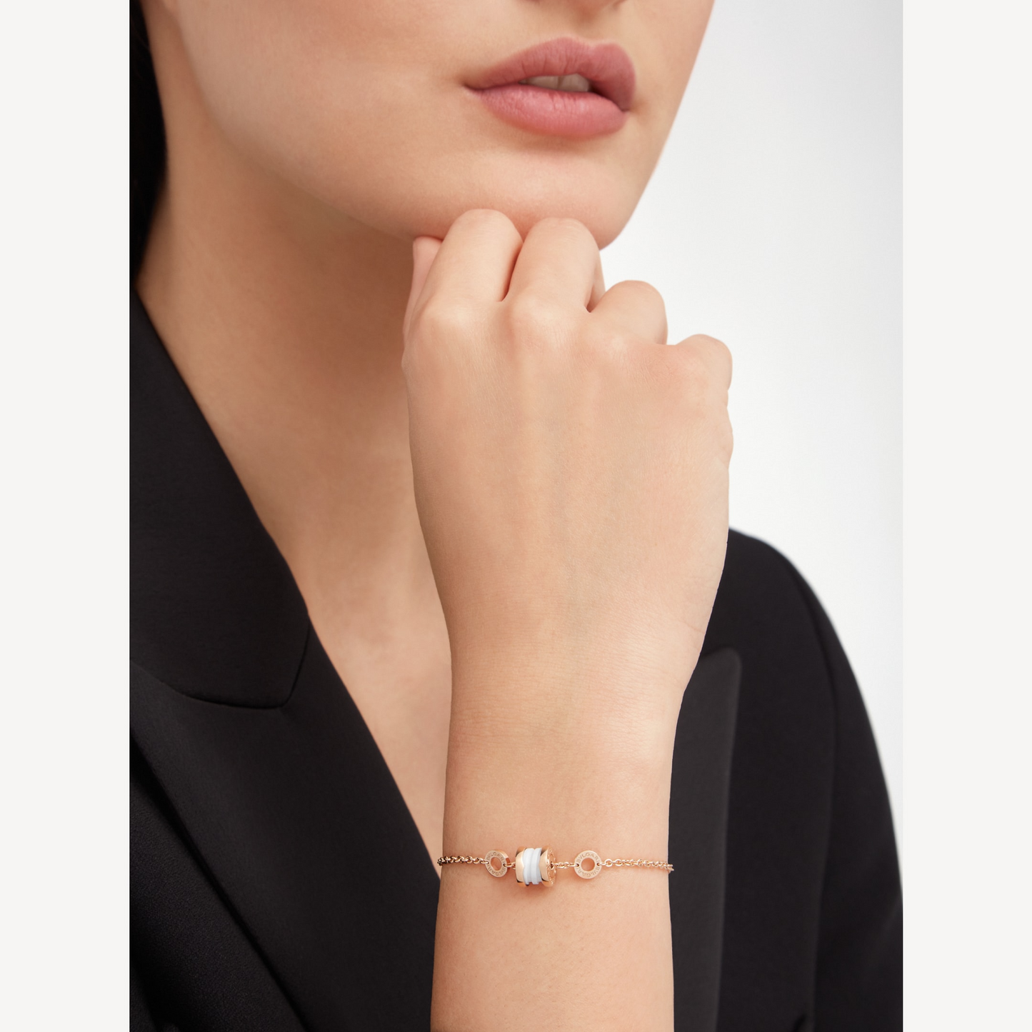 [Solara Jewelry]ZERO 1 SOFT PINK GOLD AND WHITE CERAMIC BRACELET