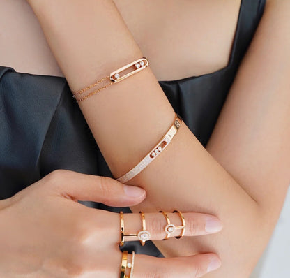 [Solara jewelry]Move Noa Rose Gold Pavé Diamond Bangle Bracelet
