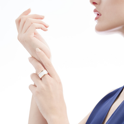 [Solara Jewelry]ZERO 1 FOUR-BAND LOOPS AND WHITE CERAMIC SPIRAL PINK GOLD RING