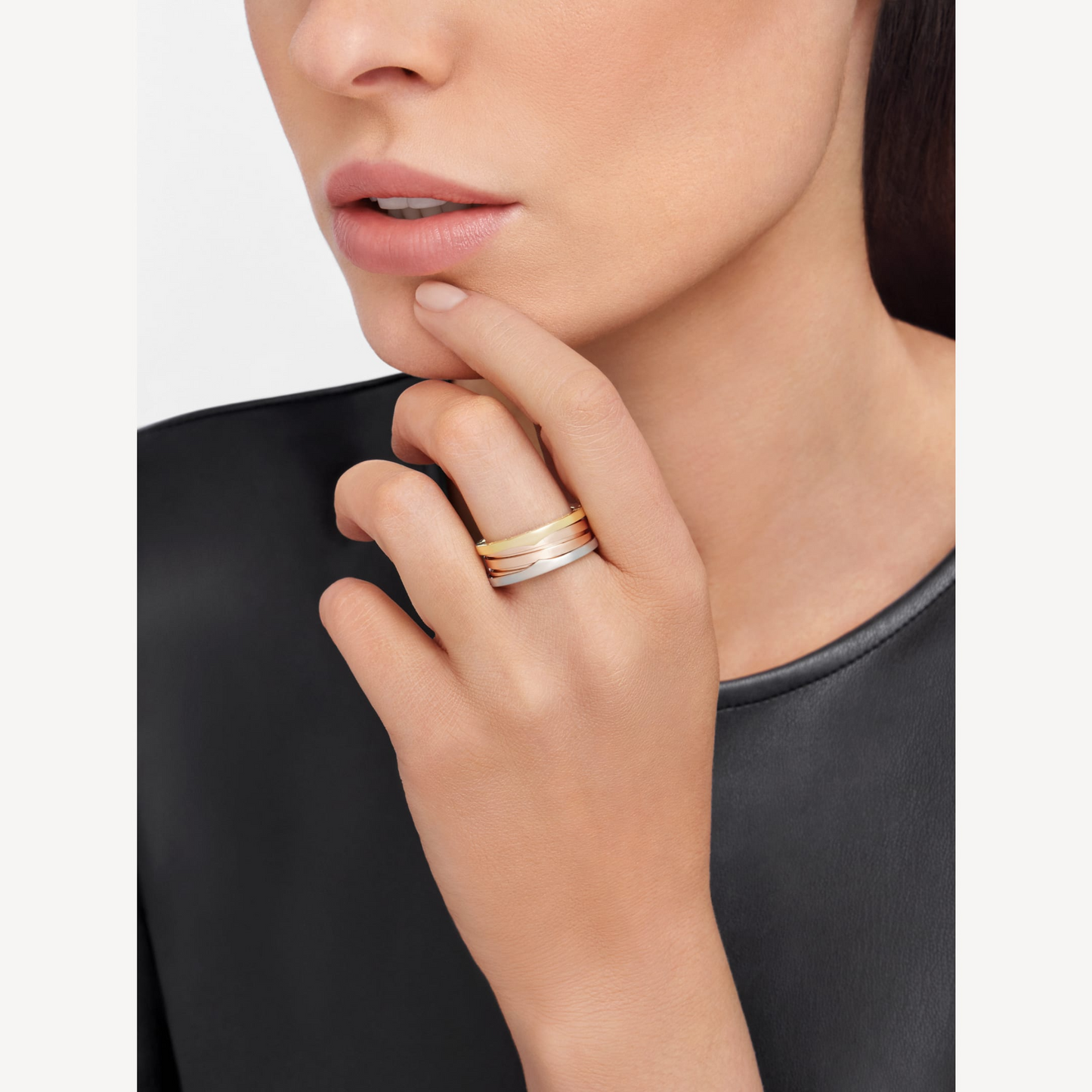 [Solara Jewelry]ZERO 1 THREE-BAND ROSE WHITE AND YELLOW RING