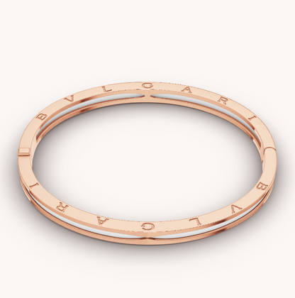 [Solara Jewelry]ZERO 1 PINK GOLD WITH WHITE CERAMIC BRACELET