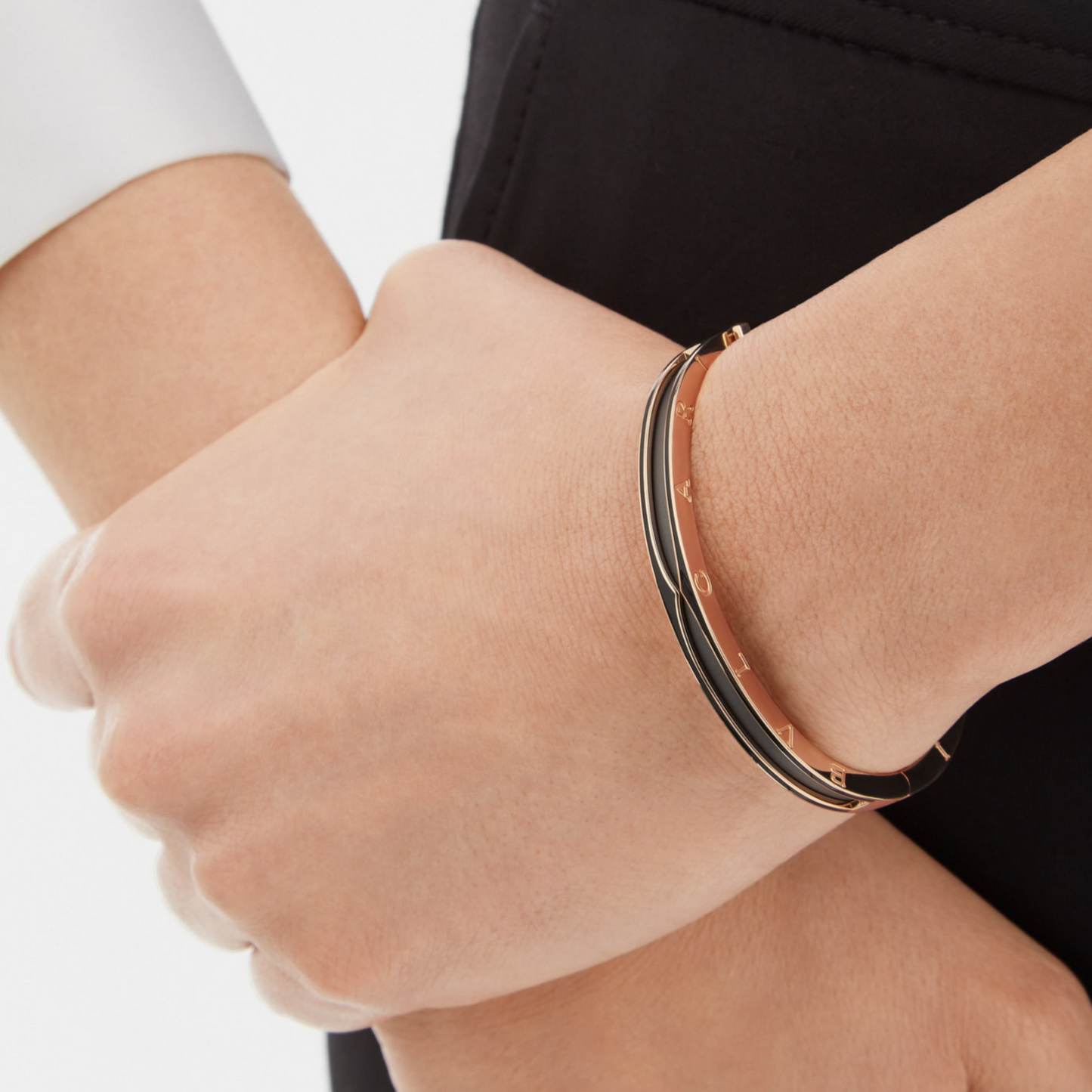 [Solara Jewelry]ZERO 1 PINK GOLD WITH MATTE BLACK CERAMIC BRACELET