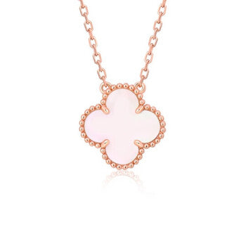 [Solara Jewelry]CLOVER 15MM PINK MOTHER-OF-PEARL SINGLE FLOWER NECKLACE