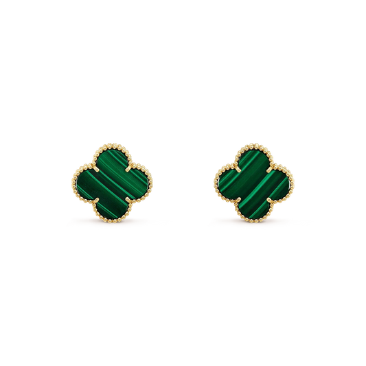 [Solara Jewelry]CLOVER MINI 9.5MM MALACHITE  EARRINGS