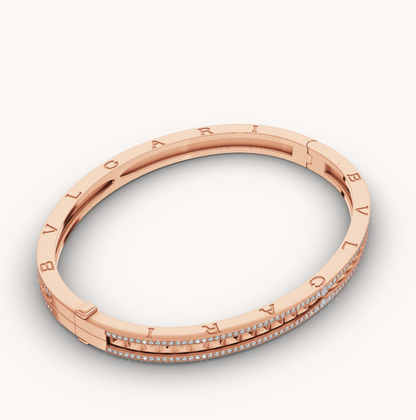 [Solara Jewelry]ZERO 1 SPIRAL AND PAVED DIAMOND PINK GOLD BRACELET