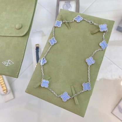 [Solara Jewelry]CLOVER 10 MOTIFS PURPLE CHALCEDONY NECKLACE