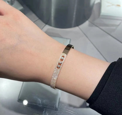 [Solara jewelry]Move Noa Rose Gold Pavé Diamond Bangle Bracelet
