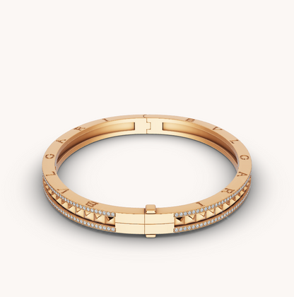 [Solara Jewelry]ZERO 1 SPIRAL AND PAVED DIAMOND GOLD BRACELET