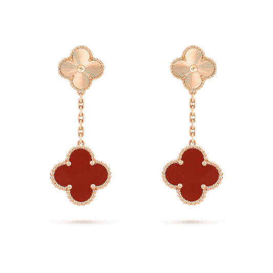 [Solara Jewelry]CLOVER 2 MOTIF  LASER CARNELIAN EARRINGS