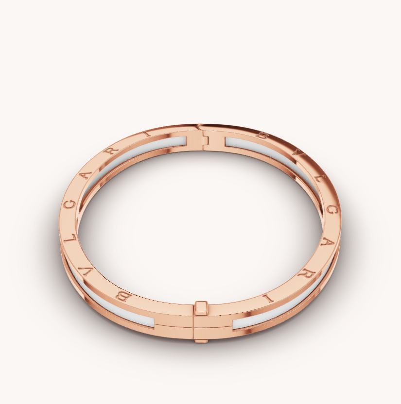 [Solara Jewelry]ZERO 1 PINK GOLD WITH WHITE CERAMIC BRACELET