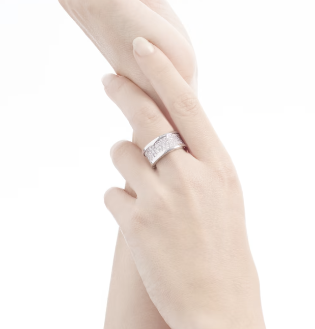 [Solara Jewelry]ZERO 1 WITH PAVED DIAMONDS ON THE SPIRAL RING