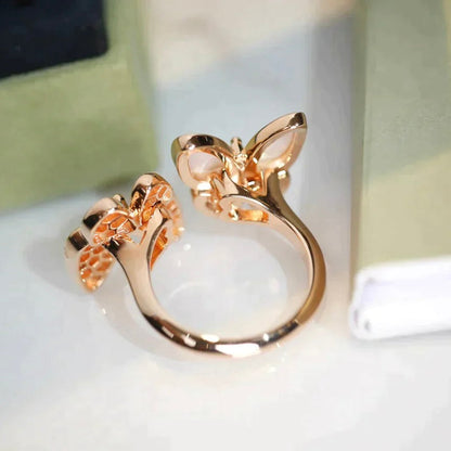 [Solara Jewelry]TWIN BUTTERFLY DIAMOND MOP RING
