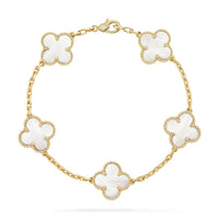 [Solara Jewelry]CLOVER  5 MOTIF WHITE MOP BRACELET