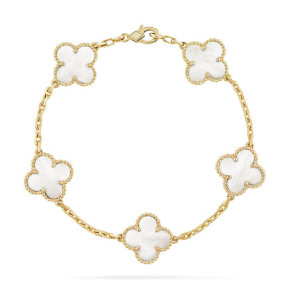[Solara Jewelry]CLOVER  5 MOTIF WHITE MOP BRACELET