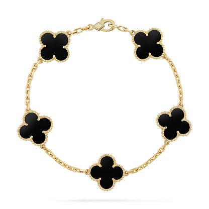 [Solara Jewelry]CLOVER  5 MOTIFS BLACK ONYX BRACELET