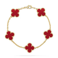 [Solara Jewelry]CLOVER 5 MOTIFS RED AGATE  BRACELET