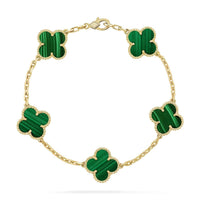 [Solara Jewelry]CLOVER 5 MOTIFS MALACHITE BRACELET