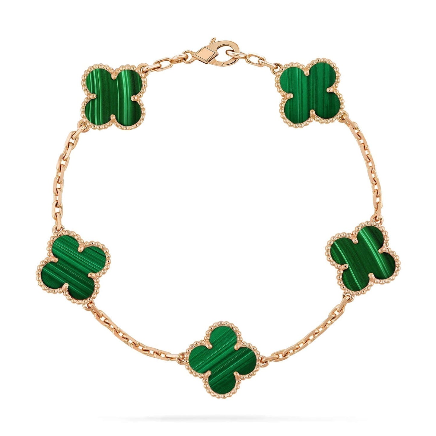 [Solara Jewelry]CLOVER 5 MOTIFS MALACHITE BRACELET