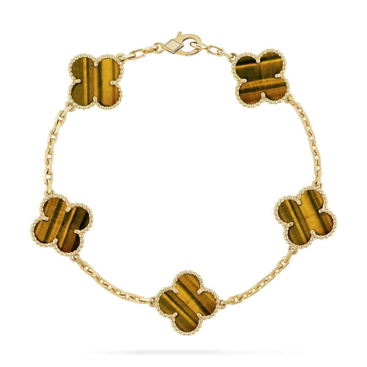 [Solara Jewelry]CLOVER  5 MOTIFS TIGER EYE BRACELET