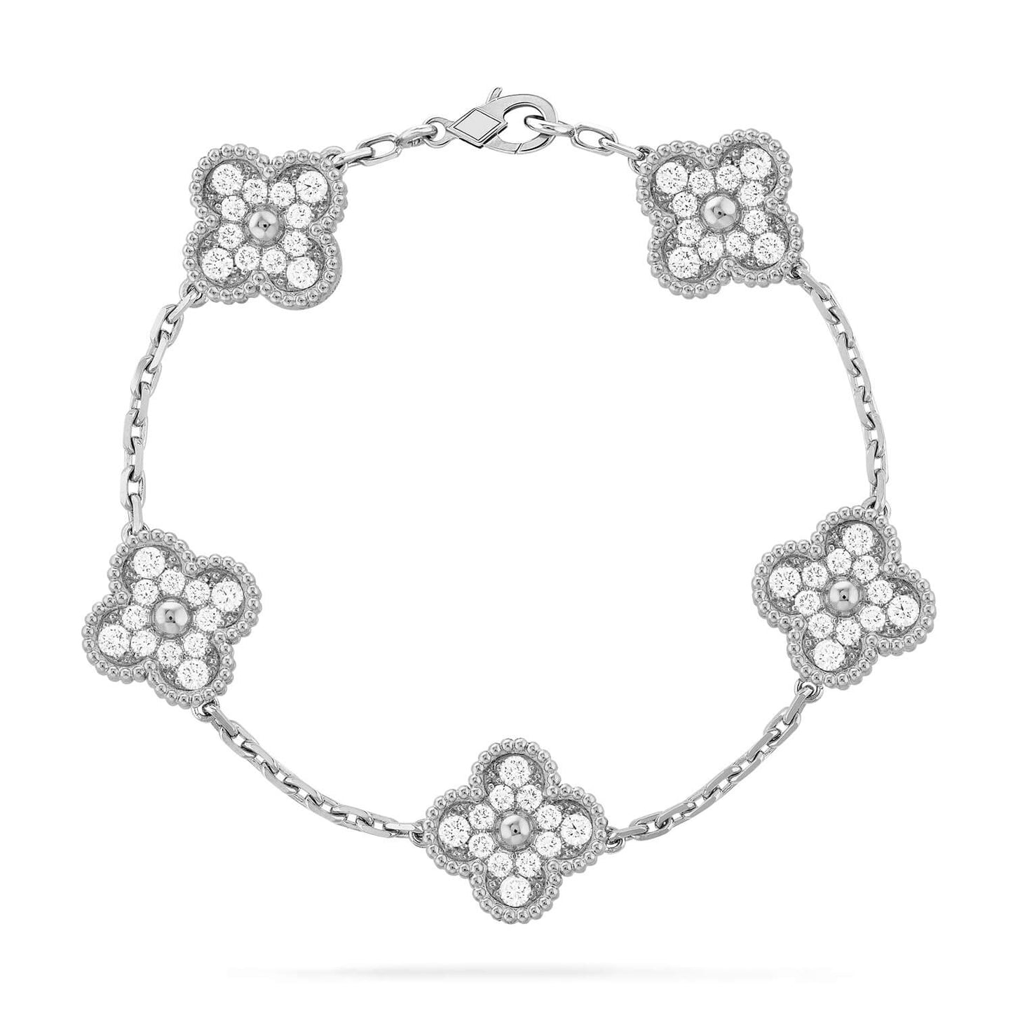[Solara Jewelry]CLOVER 5 MOTIFS  DIAMOND BRACELET SILVER