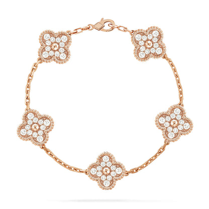 [Solara Jewelry]CLOVER 5 MOTIFS  FULL DIAMOND BRACELET