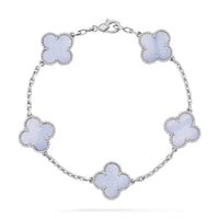 [Solara Jewelry]CLOVER  5 MOTIF PURPLE CHALCEDONY BRACELET SILVER