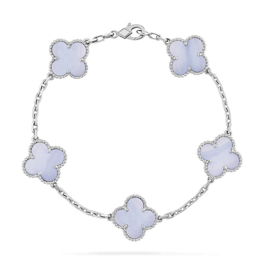 [Solara Jewelry]CLOVER  5 MOTIF PURPLE CHALCEDONY BRACELET SILVER