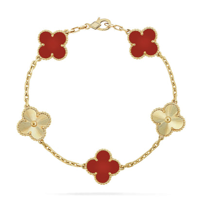 [Solara Jewelry]CLOVER  5 MOTIFS CARNELIAN GOLD BRACELET