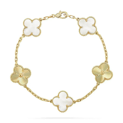 [Solara Jewelry]CLOVER BRACELET 5 MOTIF WHITE MOP PINK GOLD