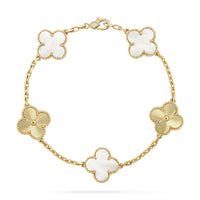 [Solara Jewelry]CLOVER 5 MOTIV WEISS PERLMUTT LASER-ARMBAND