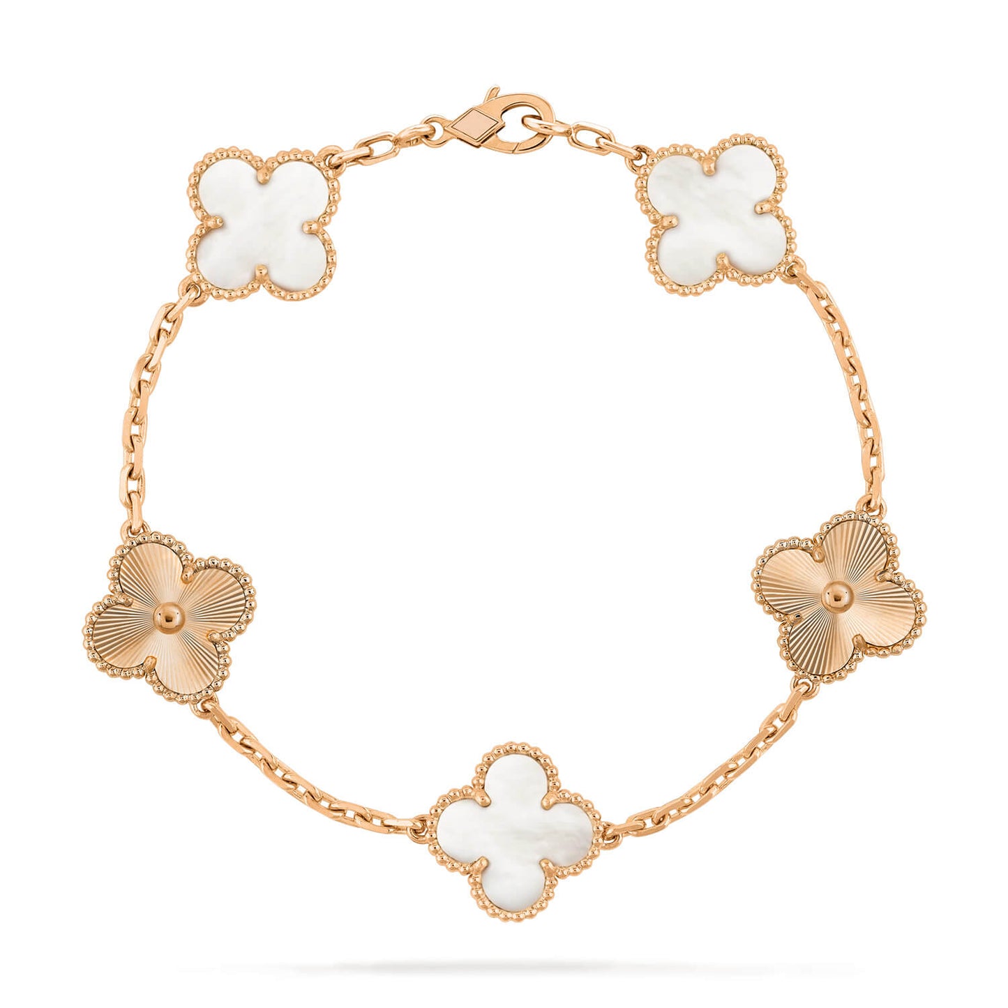 [Solara Jewelry]CLOVER 5 MOTIF WHITE MOP LASER BRACELET