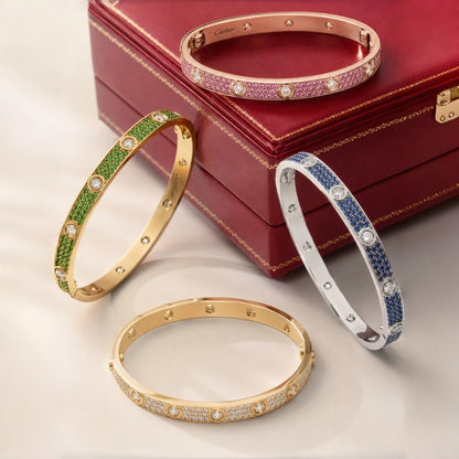 [Solara jewelry]2026 PAVE GEMSTONE LOVE BRACELET 6.1MM 10 DIAMONDS