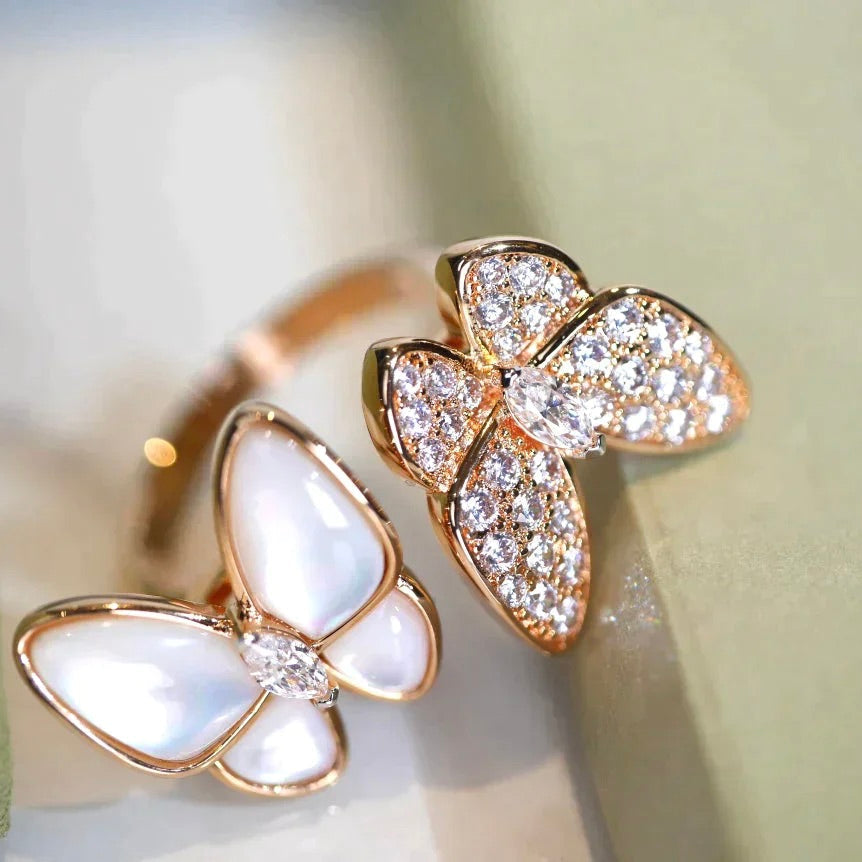[Solara Jewelry]TWIN BUTTERFLY DIAMOND MOP RING