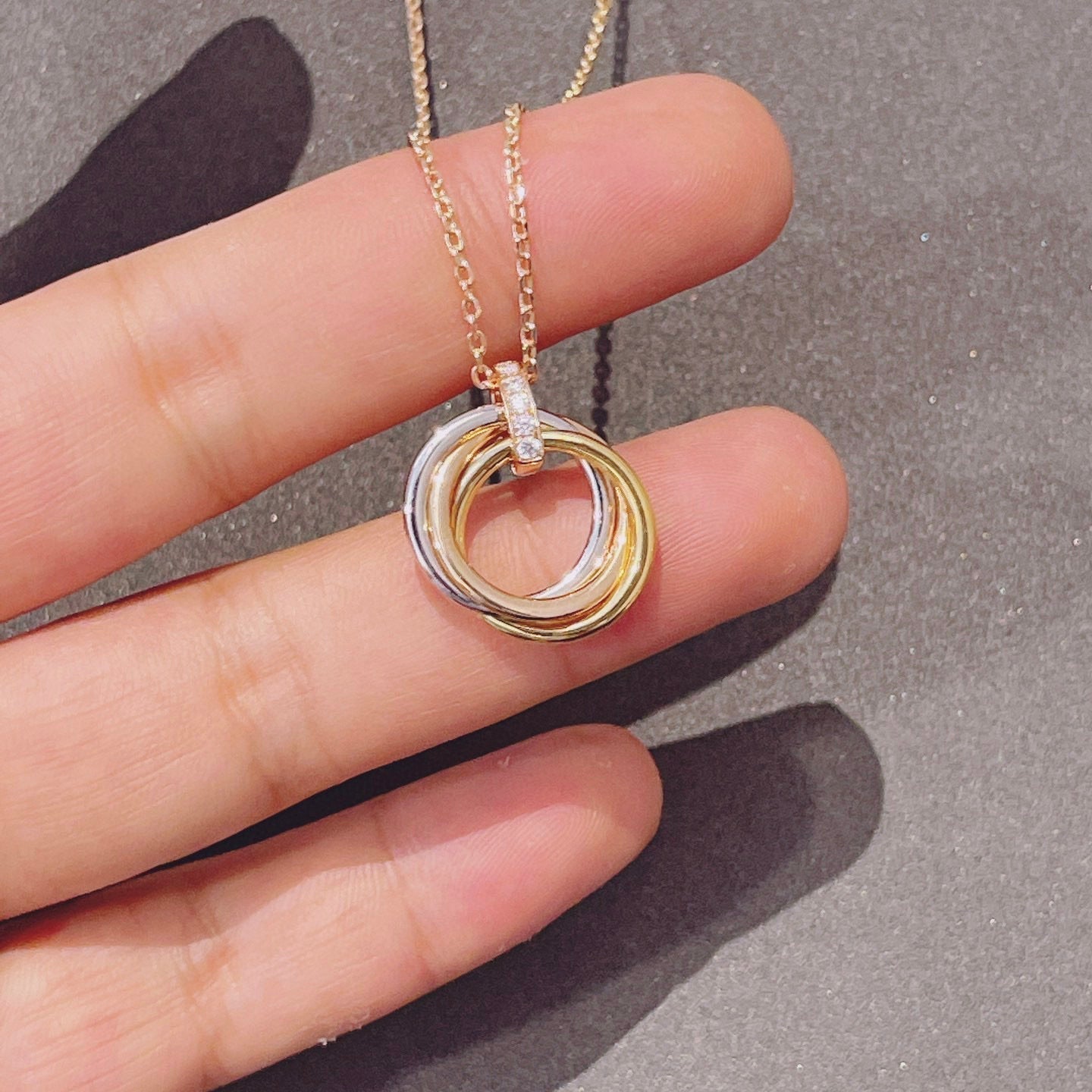 [Solara Jewelry]TRINITY NECKLACE GOLD  DIAMONDS