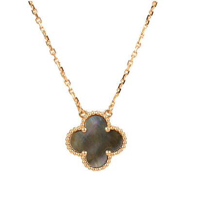 [Solara Jewelry]CLOVER 15MM  GRAY MOTHER OF PEARL NECKLACE