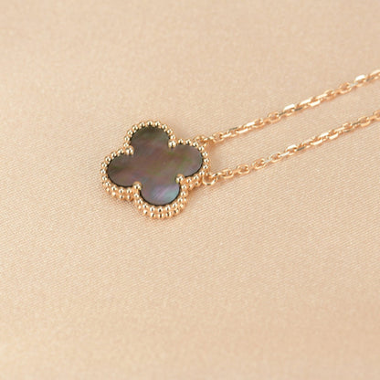 [Solara Jewelry]CLOVER 15MM  GRAY MOTHER OF PEARL NECKLACE