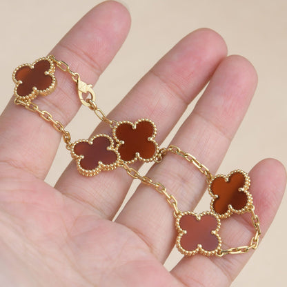 [Solara Jewelry]CLOVER 5 MOTIFS RED AGATE  BRACELET