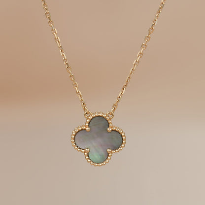 [Solara Jewelry]CLOVER 15MM  GRAY MOTHER OF PEARL NECKLACE