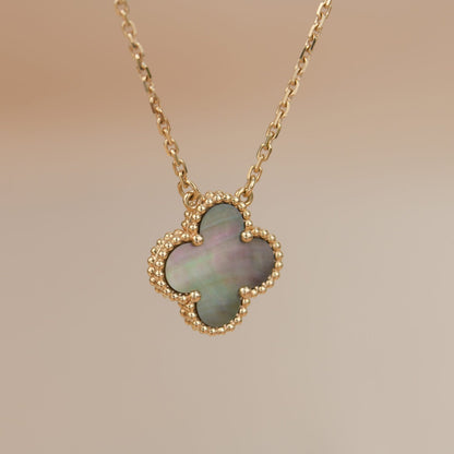 [Solara Jewelry]CLOVER 15MM  GRAY MOTHER OF PEARL NECKLACE
