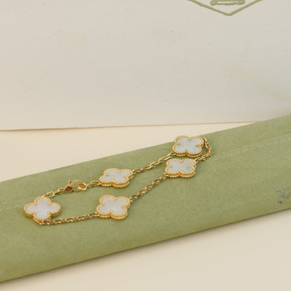 [Solara Jewelry]CLOVER  5 MOTIF WHITE MOP BRACELET