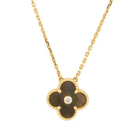 [Solara Jewelry]CLOVER 15MM DIAMOND AND MOTHER-OF-GREY NECKLACE