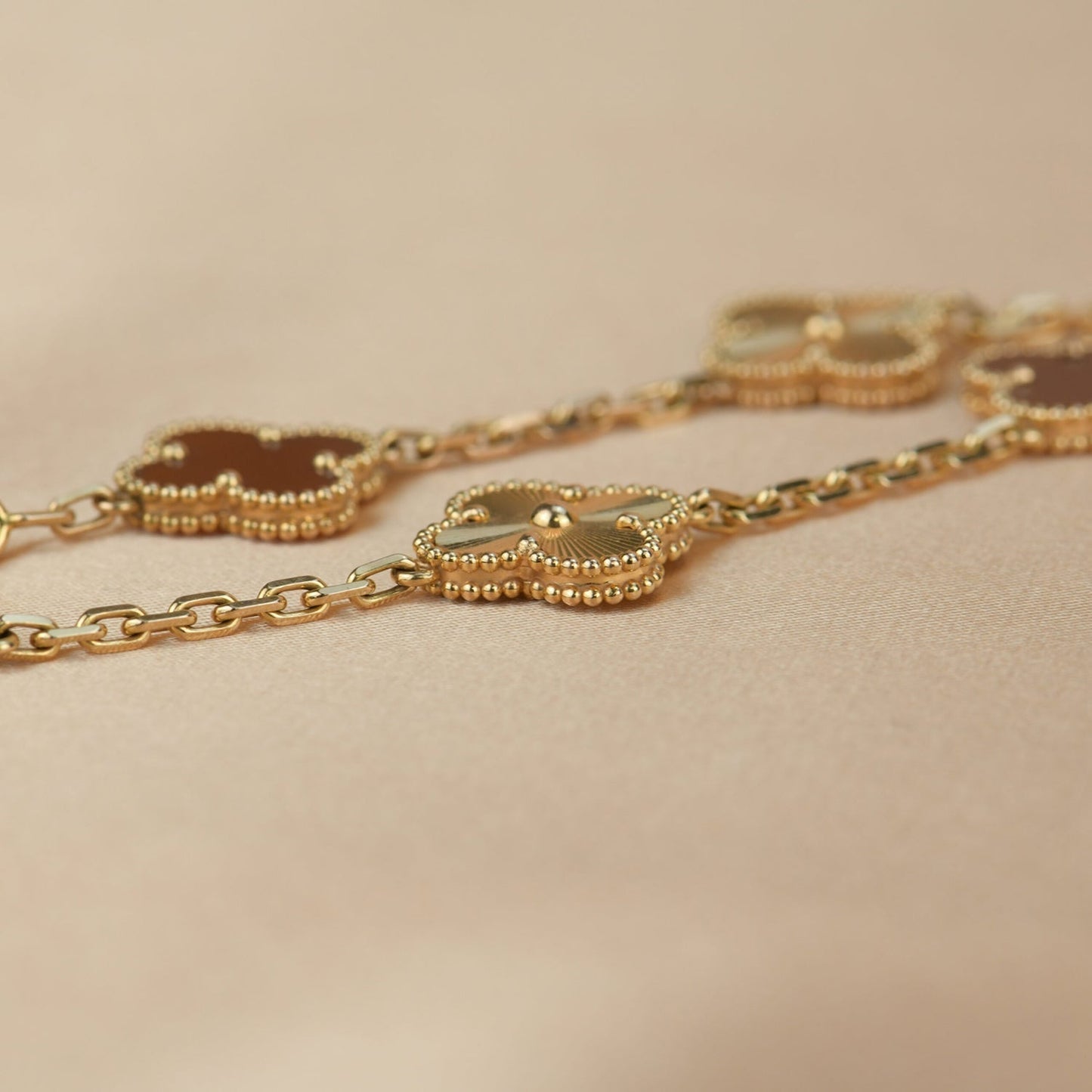 [Solara Jewelry]CLOVER  5 MOTIFS CARNELIAN GOLD BRACELET